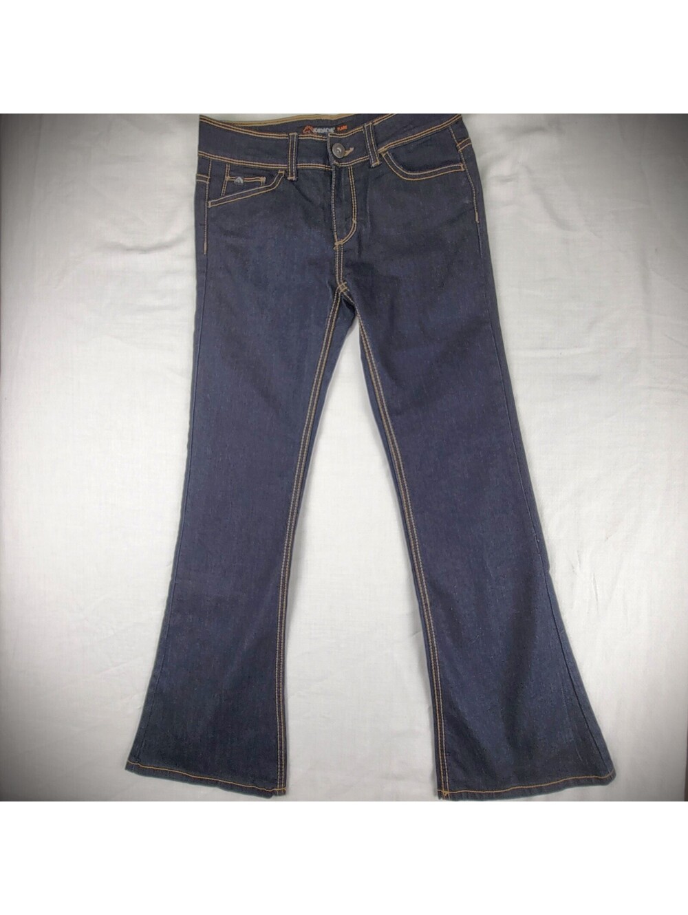 Jordache Junior Girls Size 14 Dark Wash Flare Bootcut Stretch Denim Flap Pockets